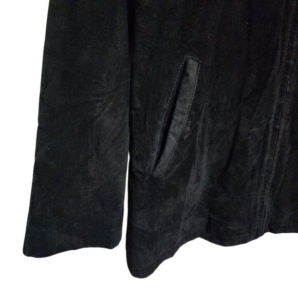 Vtg Disney Store Eeyore Jacket Womens Size M Black Suede Leather Zipper Coat 90s - Picture 12 of 14